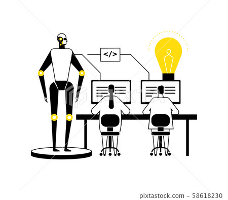Artificial intelligence - flat design style... - Stock Illustration ...