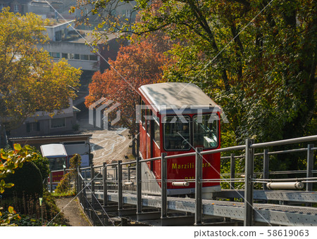 Marzili Funicular (cable car) in Bern, Switzerland 58619063