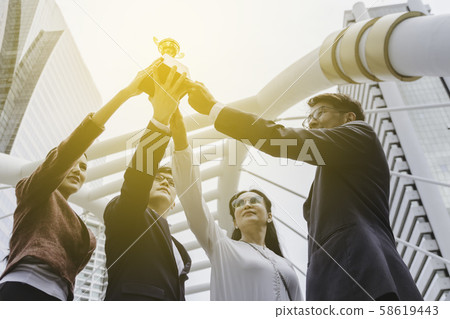Teamwork of successful outdoors. Team success of Teamwork of successful outdoors. Team success of 58619443