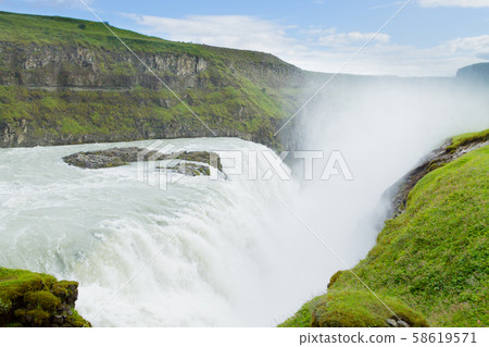 Gullfoss falls in summer season view, Iceland Gullfoss falls in summer season view, Iceland 58619571