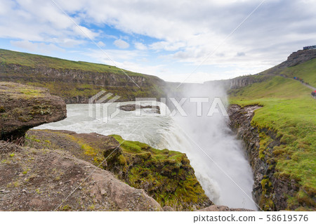 Gullfoss falls in summer season view, Iceland Gullfoss falls in summer season view, Iceland 58619576