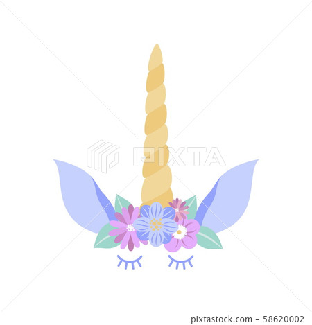 unicorn horn with ears and eyes stock illustration 58620002 pixta