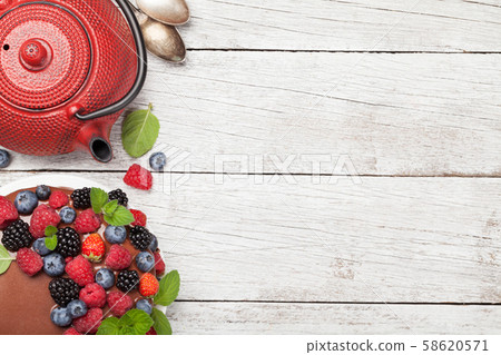 Cheesecake with berries and chocolate 58620571