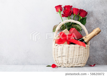 Valentine's day greeting card with champagne Valentine's day greeting card with champagne 58620872
