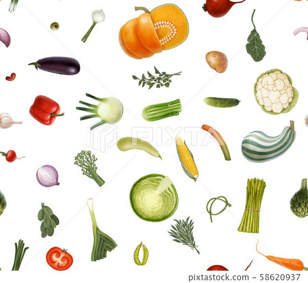 Vegetables set on white Vegetables set on white 58620937