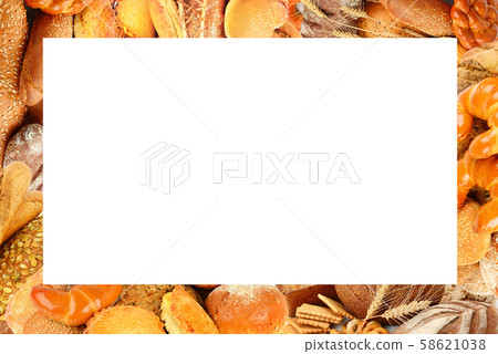 Bread and bakery products isolated on white. 58621038