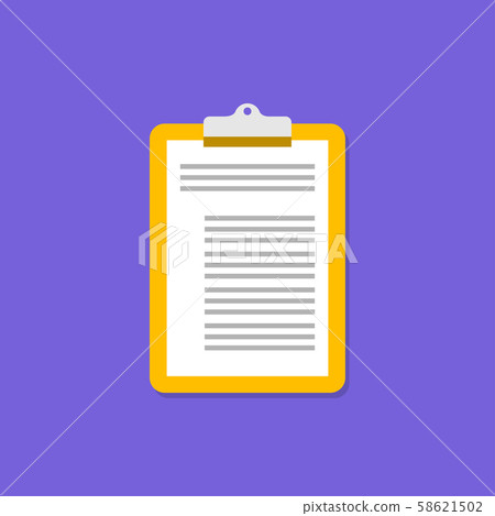 Yellow Clipboard icon on violet background. Yellow Clipboard icon on violet background. 58621502