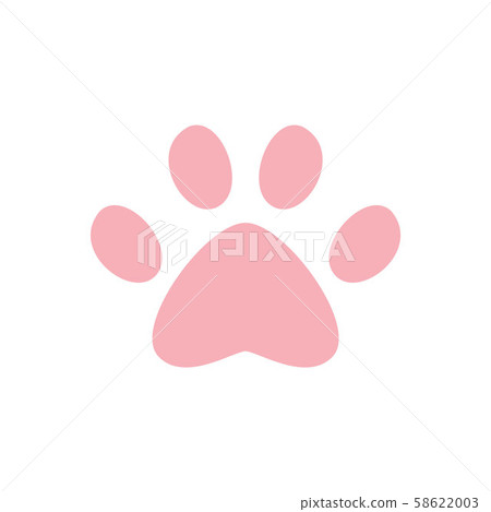 Cat or dog pink paw icon. Cat or dog pink paw icon. 58622003