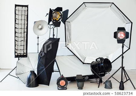 photo studio accessories photographer's interior white background 58623734