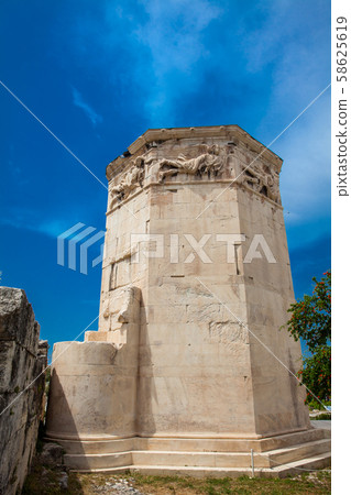 Tower of the Winds an octagonal Pentelic marble clocktower in the Roman Agora in Athens constructed in the 2nd century BC 58625619