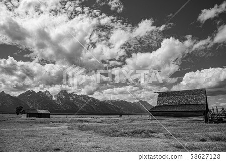 Mormon home and barn by the mountain 58627128