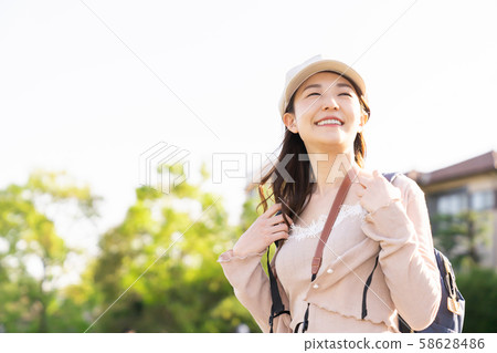 Sightseeing woman Kyoto camera 58628486