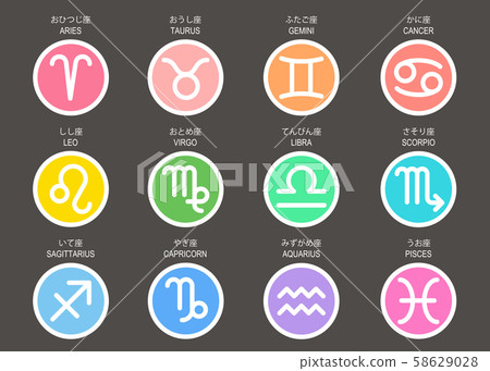 12 constellation icon set 58629028