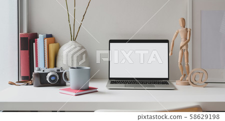 Open blank screen laptop computer with camera, Open blank screen laptop computer with camera, 58629198
