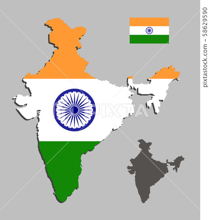 India country map and flag silhouette template 58629590