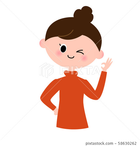A woman who issues an OK sign 58630262