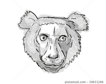 Indri Endangered Wildlife Cartoon Retro Drawing 58631266