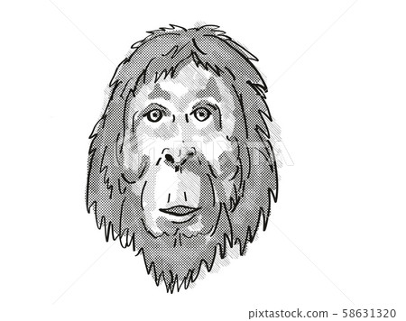 Orangutan Endangered Wildlife Cartoon Retro Orangutan Endangered Wildlife Cartoon Retro 58631320