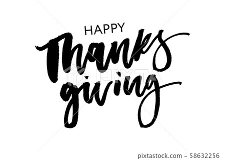 Hand drawn Happy Thanksgiving lettering typography Hand drawn Happy Thanksgiving lettering typography 58632256