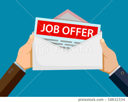 Man gives an envelope with a job offer. 58632334