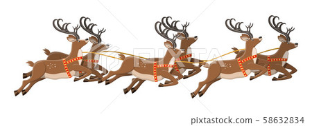 Cute jumping deer with antlers. Cute jumping deer with antlers. 58632834