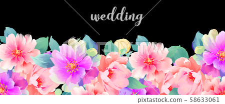 優雅美麗的水彩手繪玫瑰花花卉 58633061