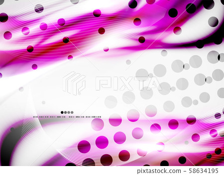 Smooth wave lines background with dotted texture, business or hi-tech template Smooth wave lines background with dotted texture, business or hi-tech template 58634195