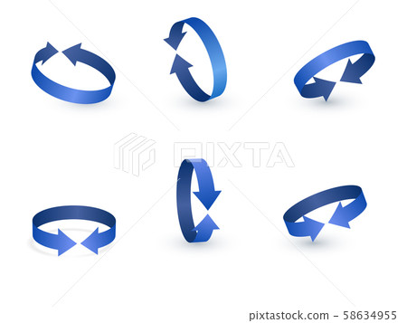 3D rotation sign icon. 360 rotation arrows Sign. 58634955