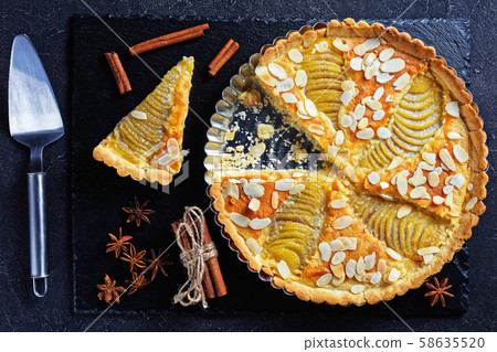 La Tarte Bourdaloue filled with poached pears 58635520