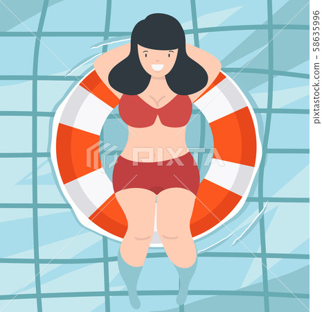 Cute woman swimming at the pool Cute woman swimming at the pool 58635996