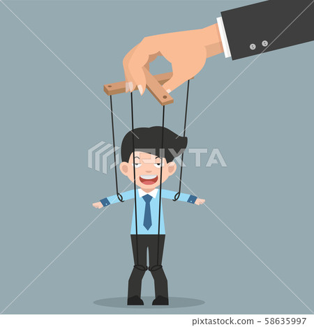businessman on Ropes Controlled by Hand businessman on Ropes Controlled by Hand 58635997