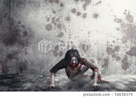 Scary zombies with blood and wound on his body Scary zombies with blood and wound on his body 58636574