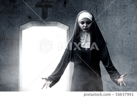 Frightening devil nun haunted the darkroom Frightening devil nun haunted the darkroom 58637991