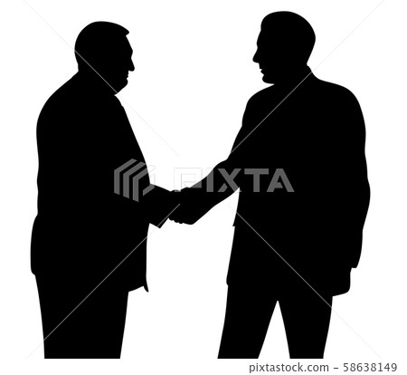 Two businessmen senior and young shaking hands 58638149