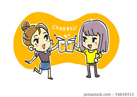 Two women toast (summer clothes) 58639313