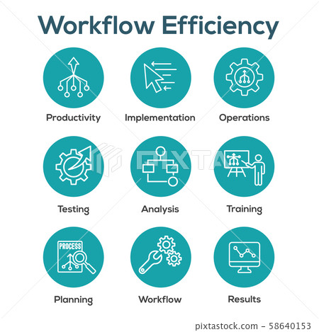 Workflow Efficiency Icon Set - has Operations, - Stock Illustration ...
