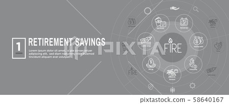 Retirement Savings Icon Set and Web Header Banner Retirement Savings Icon Set and Web Header Banner 58640167