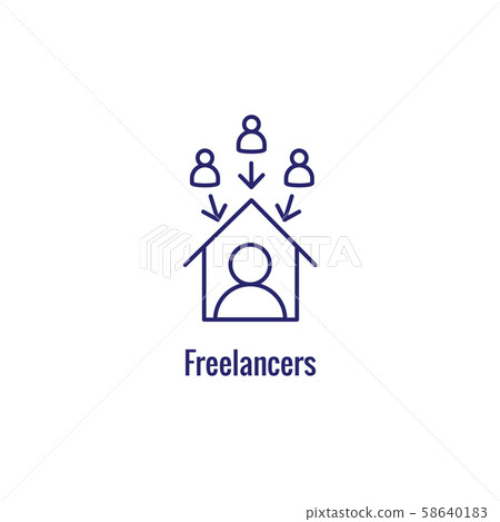 In-Company and Outsource Icon with freelancing or In-Company and Outsource Icon with freelancing or 58640183