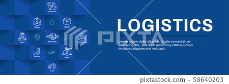 Logistics icon set and web header banner with 58640203