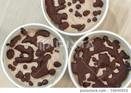 Sweet recipe of delicious harmless food. Close up raw fruit ice cream from bananas and coconut cream 58640958