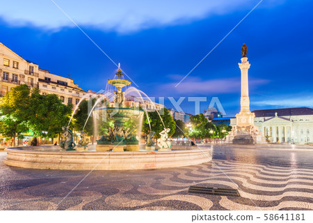 Lisbon, Portugal cityscape at Rossio Square. Lisbon, Portugal cityscape at Rossio Square. 58641181