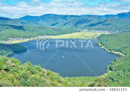 [Lake Yogo from Yarigatake summit observatory] Iiura, Kinomotocho, Nagahama City, Shiga Prefecture 58641353