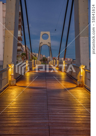 Night scene from a bridge in Spanish village 58641614