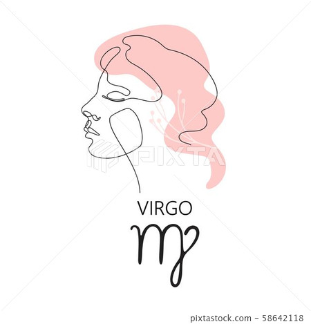Virgo zodiac sign. The symbol of the astrological horoscope. One line. Virgo zodiac sign. The symbol of the astrological horoscope. One line. 58642118