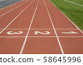 1 2 3 number on race track in football stadium. 58645996