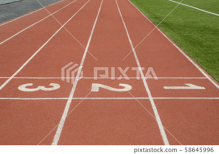 1 2 3 number on race track in football stadium. 1 2 3 number on race track in football stadium. 58645996