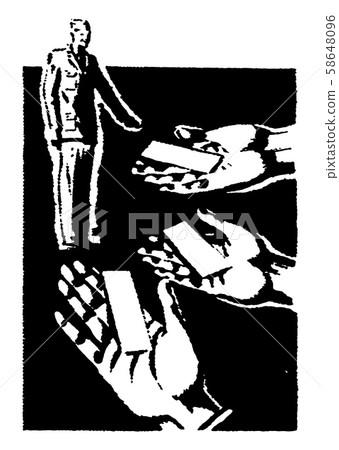 Multiple Hands Handing Man Cards, vintage Multiple Hands Handing Man Cards, vintage 58648096