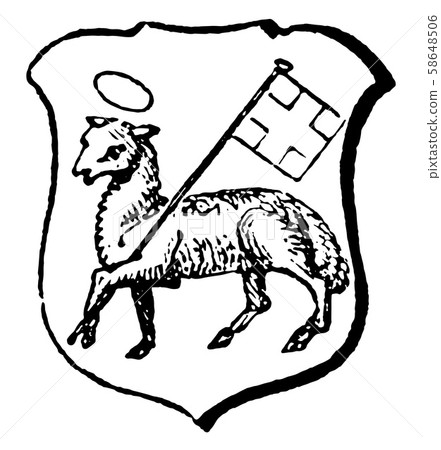 Paschal Lamb have carrying a banner charged with a Paschal Lamb have carrying a banner charged with a 58648506