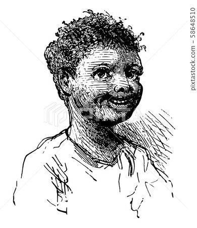Boy Smiling like a portrait, vintage engraving. 58648510