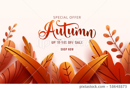 Autumn sale vector background. Fall frame and - Stock